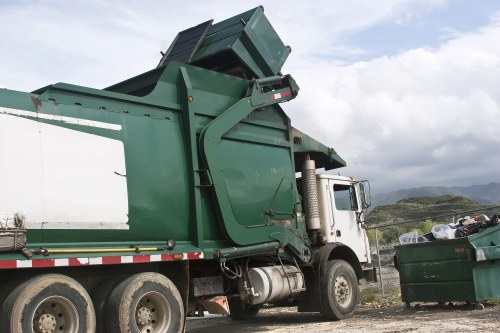 Commercial waste disposal operations showcasing recycling practices